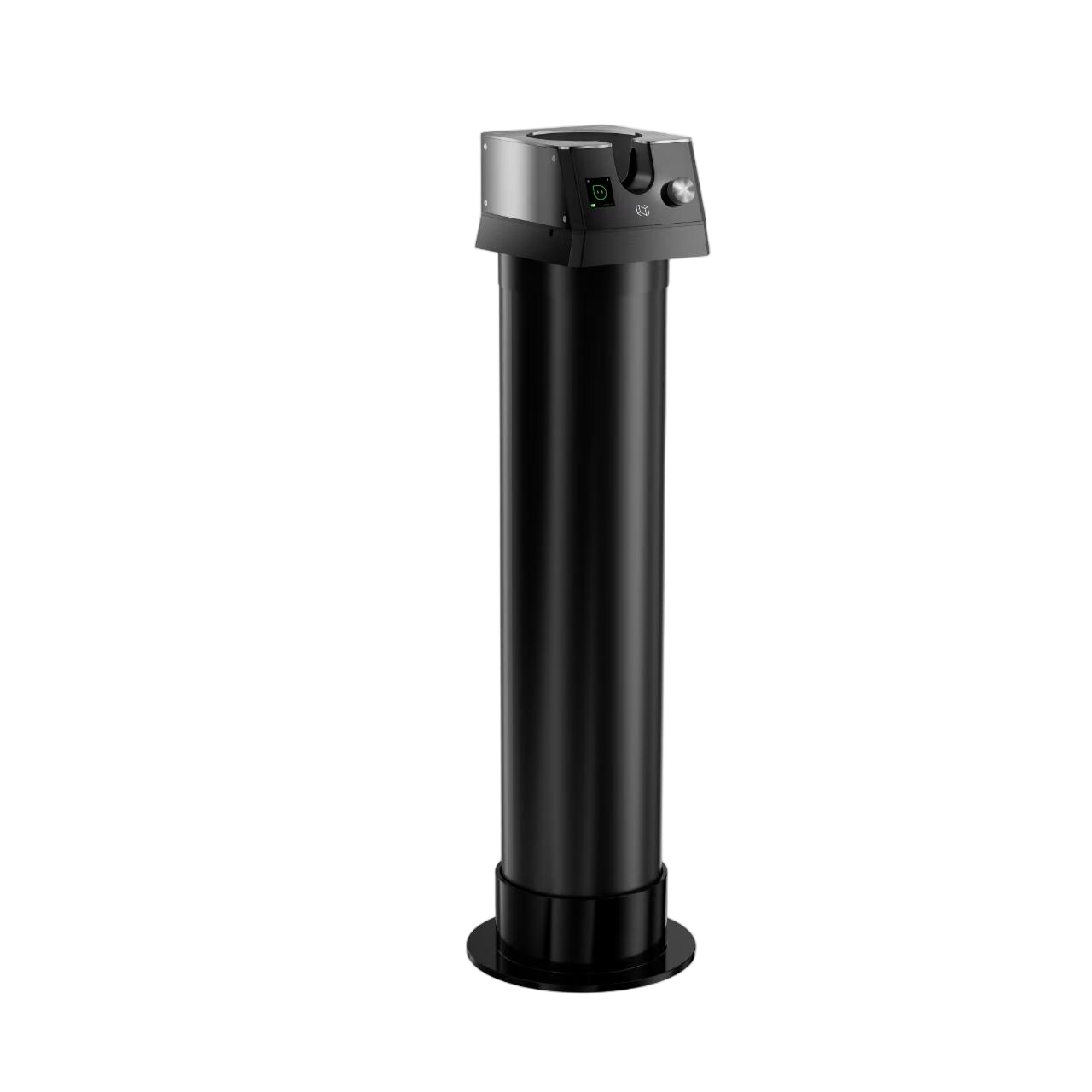 NS300 grounds bin connected to portafilter cleaner via vertical installation converter
